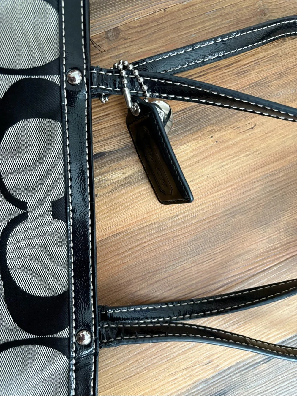 Coach Black and Gray Signature Shoulder Bag